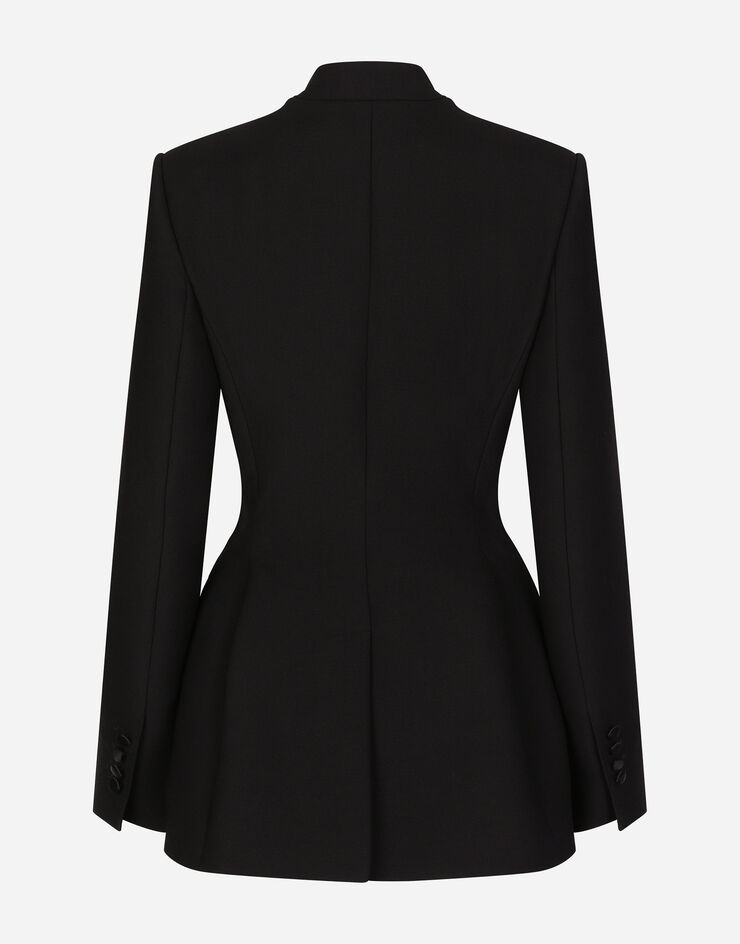 Dolce&Gabbana Long single-breasted wool cady Dolce-fit jacket Black F26W6THUMTB