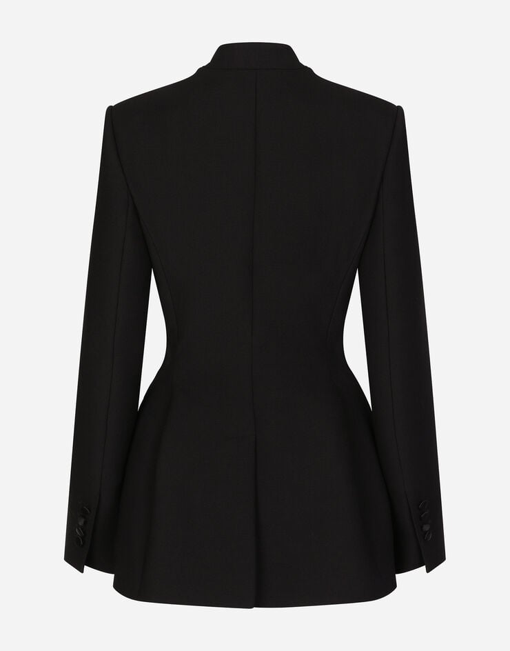 Dolce&Gabbana Long single-breasted wool cady Dolce-fit jacket Black F26W6THUMTB