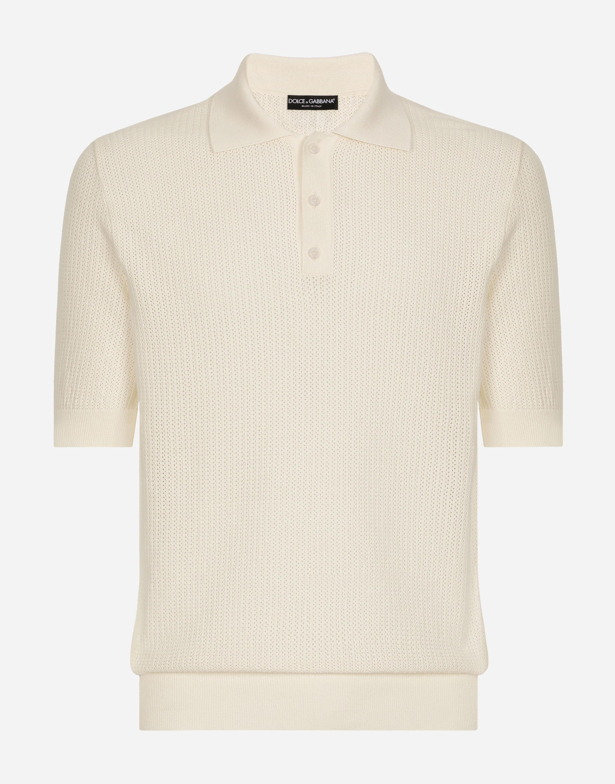 Dolce & Gabbana Maglia polo cotone con etichetta logata Bianco VG4444VP287