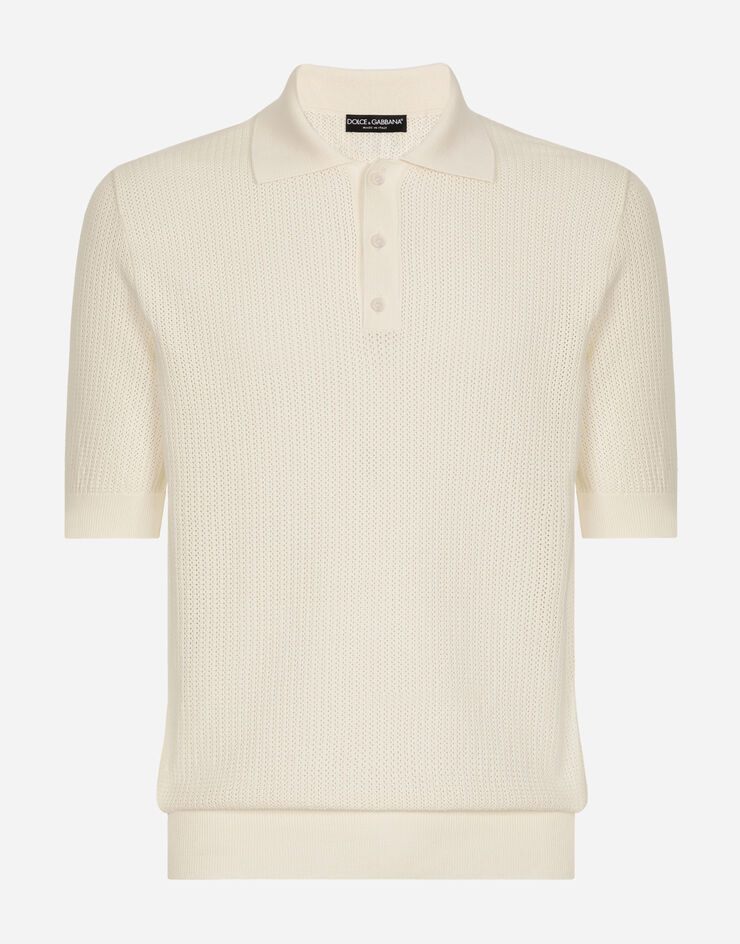 Dolce&Gabbana قميص بولو قطني ببطاقة شعار أبيض GXP68TJBCAB