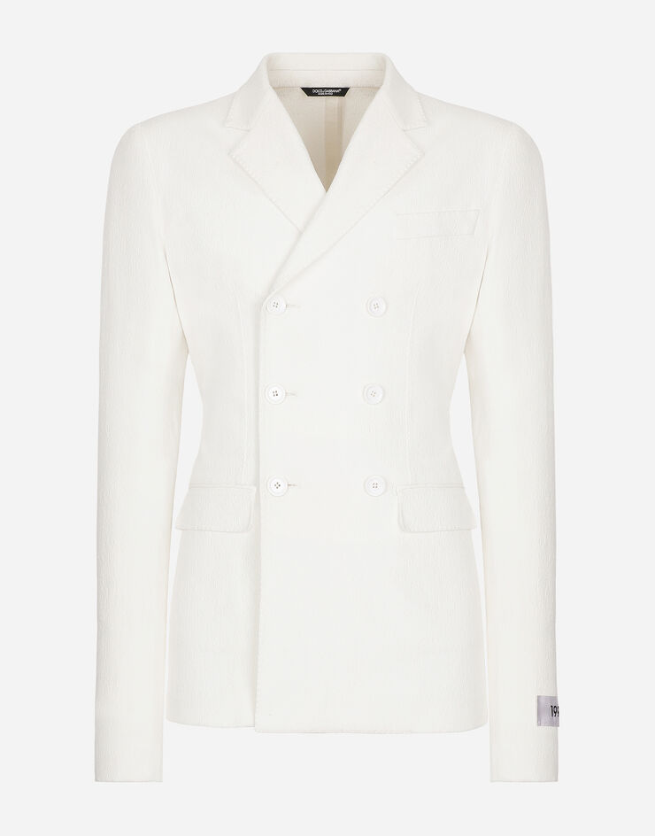 Dolce & Gabbana Einreihige Jacke eng anliegend aus Baumwollstretch White G2TN2TFU9AT
