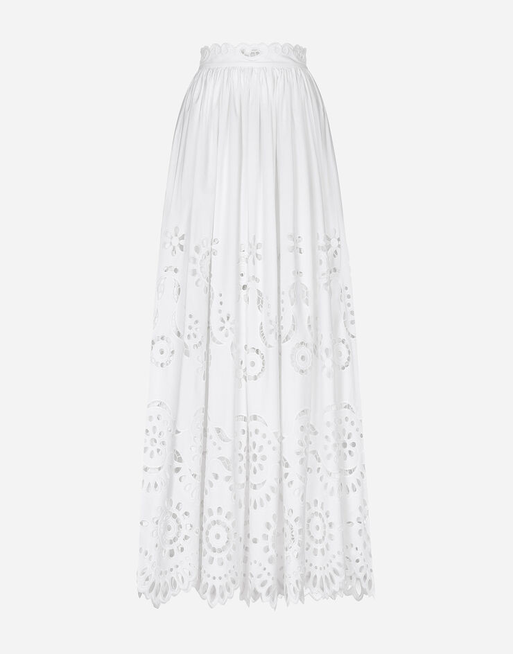 Dolce & Gabbana カットアウト ディテール コットン サーキュラーロングスカート ホワイト F4CVUZGDCJ5