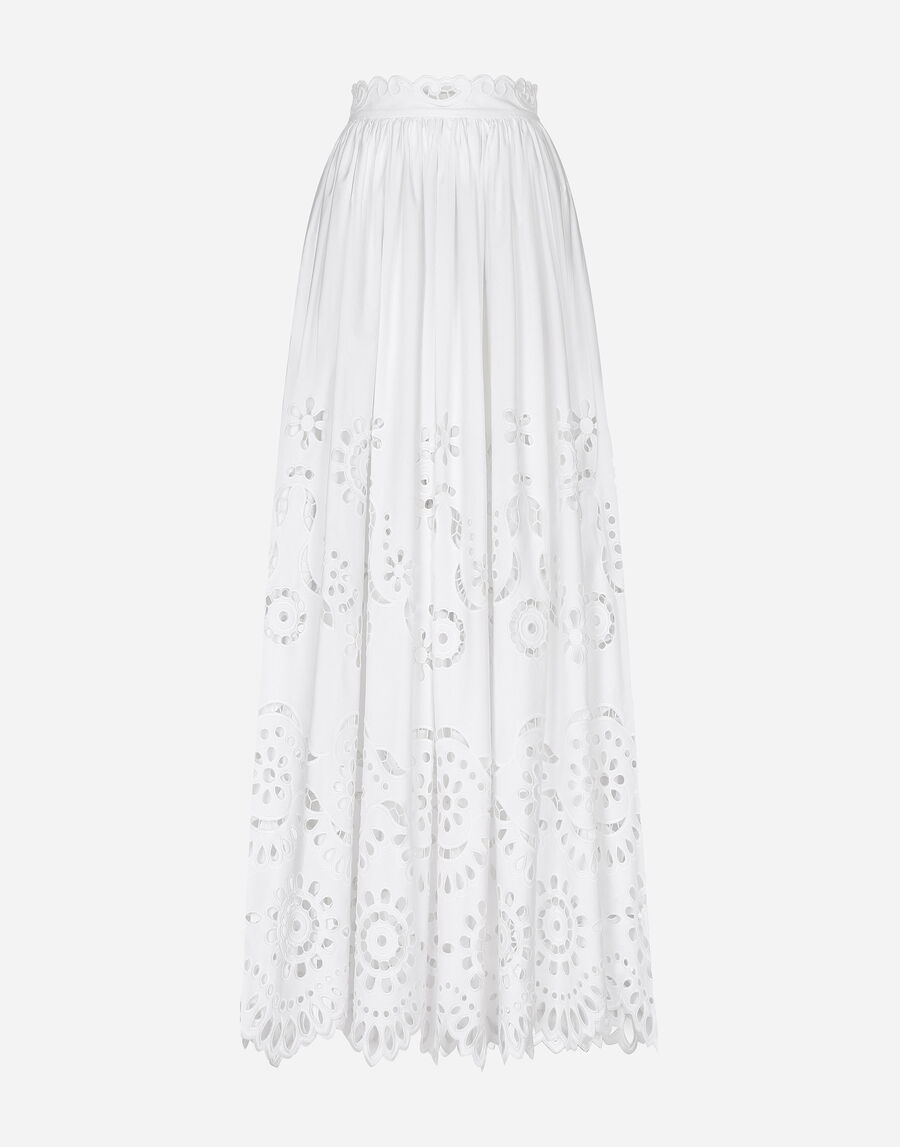 Long cotton circle skirt with cut-out detailing