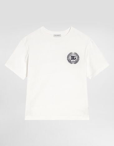 Dolce & Gabbana Jerseyt-shirt with DG embroidery White L4JTHVG7PGK