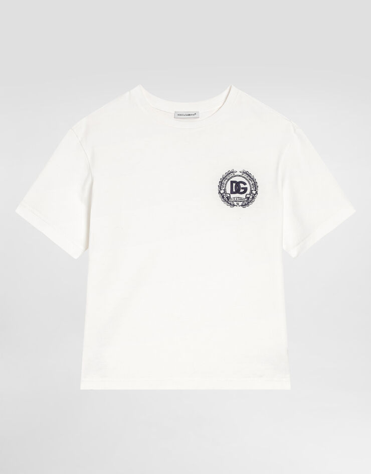 Dolce & Gabbana Jerseyt-shirt with DG embroidery White L4JTHVG7PGK