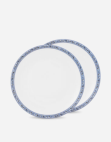 Dolce & Gabbana Set 2 Porcelain Dinner Plates Multicolor TC0S04TCA88