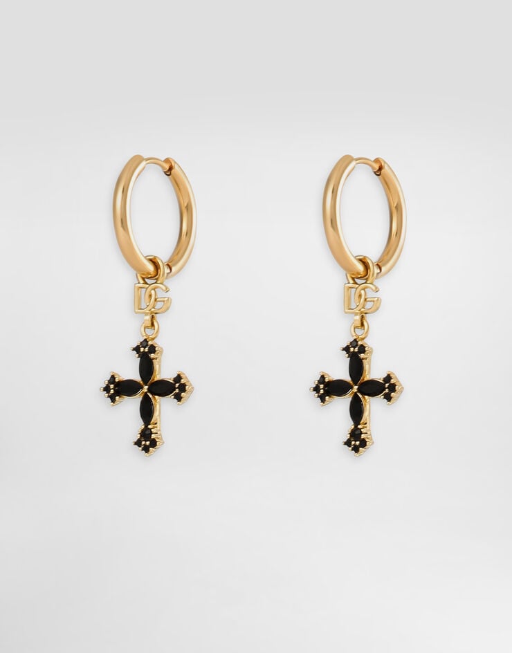 Dolce & Gabbana Hoop earrings with crosses and rhinestones Gold WEQ4S1W1111