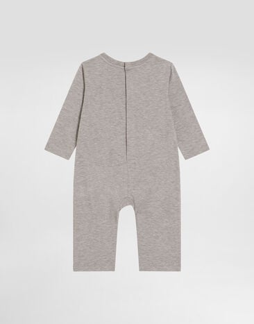 Dolce & Gabbana Jersey romper with denim-effect print Multicolor L1JOCIG7PVE