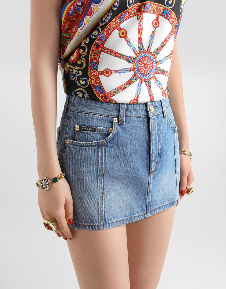 Dolce & Gabbana Denim miniskirt Multicolor F4DDYDG8PI1