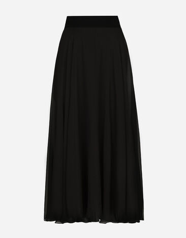 Dolce & Gabbana Chiffon calf-length circle skirt Black F4CSOTFU1AT