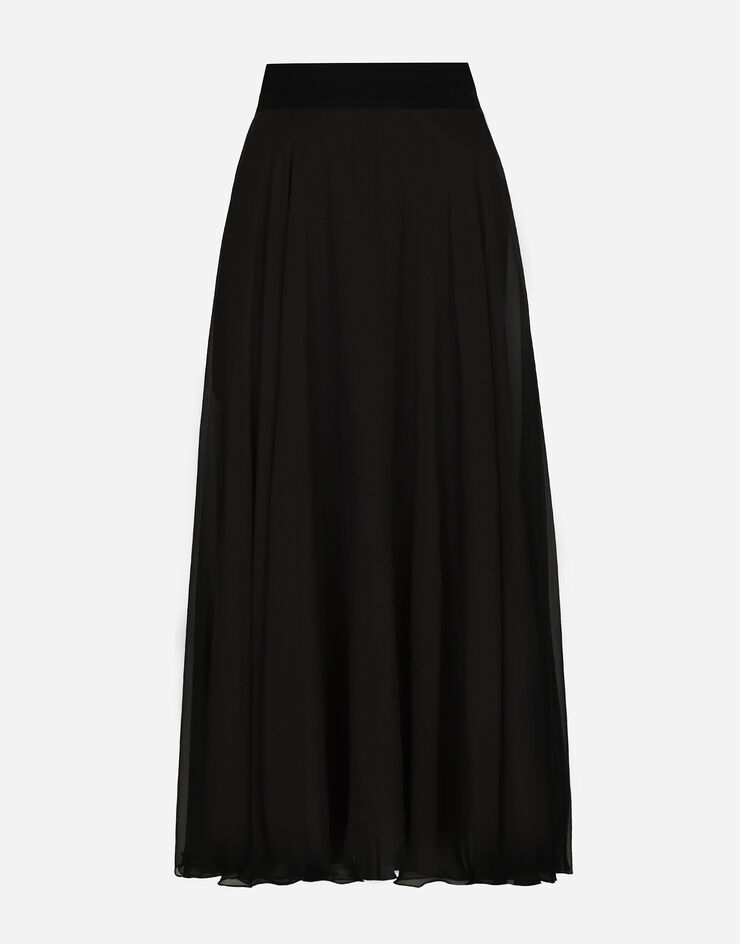 Dolce & Gabbana Chiffon calf-length circle skirt Black F4CSOTFU1AT
