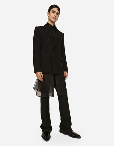 Dolce&Gabbana Double chemise oversize en organza et satin de soie Noir G5LG2TGH053