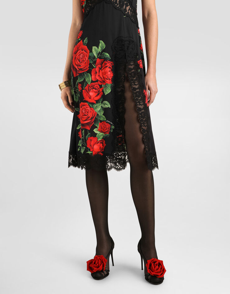 Dolce & Gabbana Rose-print charmeuse dress Dolce & Gabbana Rose-print charmeuse dress Multicolor F619NTFSA9R