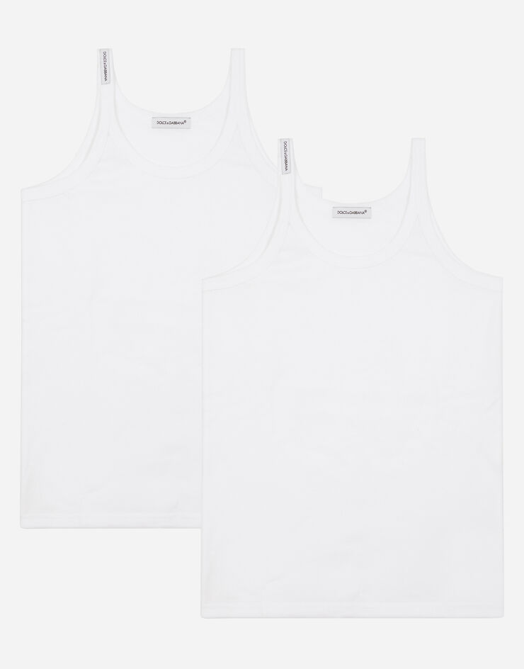 Dolce & Gabbana Lot de deux débardeurs à manches courtes en jersey Blanc L4J702G7OCU