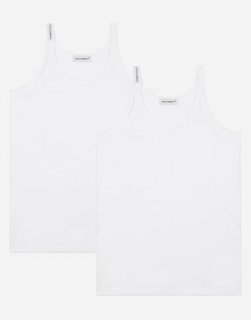 Dolce & Gabbana Short-sleeved jersey vest two-pack Black L4J702G7OCU