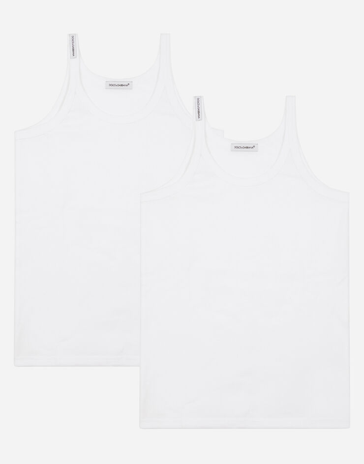Dolce & Gabbana Short-sleeved jersey vest two-pack White L4J702G7OCU