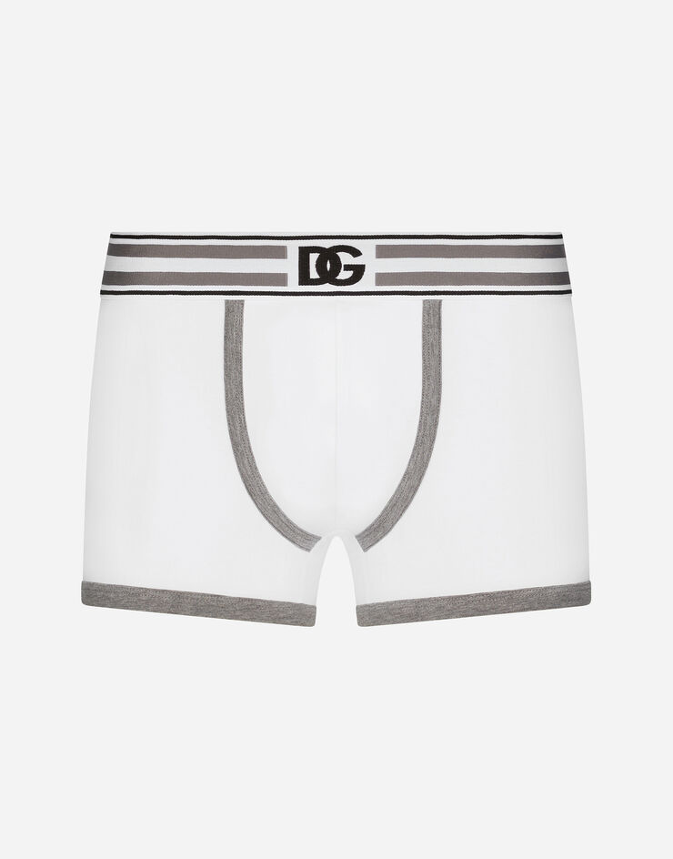 Dolce & Gabbana Regular-fit two-way stretch jersey boxers with DG logo Grey M4E97JFUECH