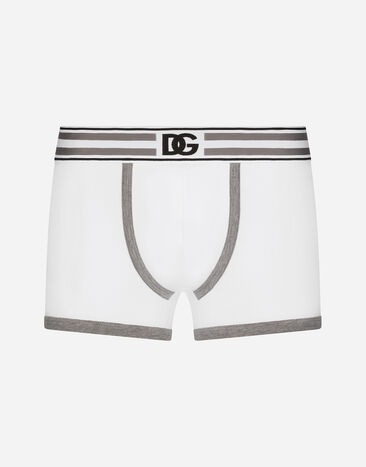 Dolce & Gabbana Regular-fit two-way stretch jersey boxers with DG logo Grey M3D03JONN97