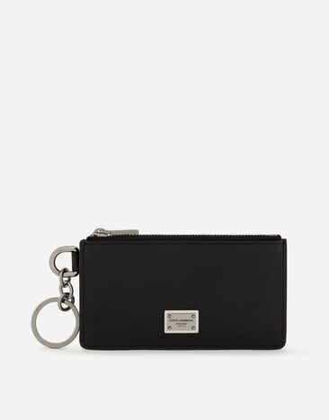 Dolce&Gabbana Porte-cartes en cuir de veau avec anneau et plaquette à logo Noir BM2123AQ437