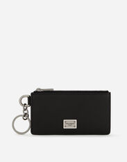 Dolce & Gabbana Calfskin card holder with ring and logo tag Black BP3230AG816