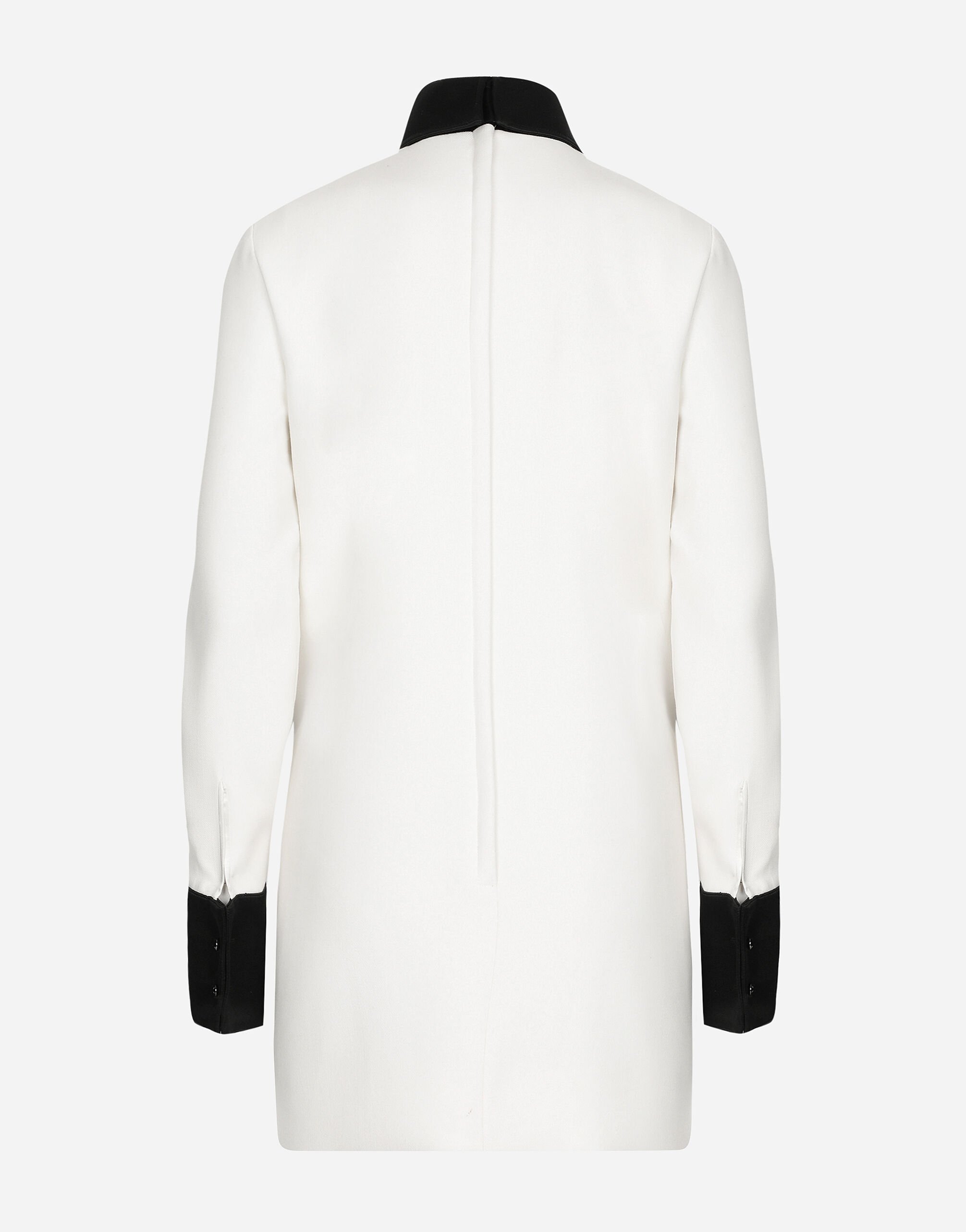 Short woolen dress with satin details in White for Women