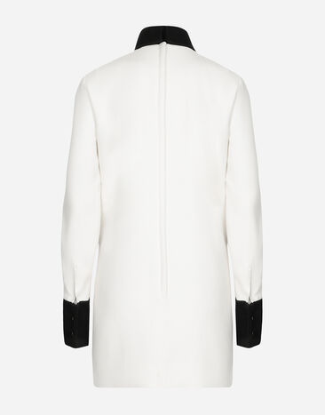 Dolce & Gabbana Short woolen dress with satin details White F6JEETFUBGE