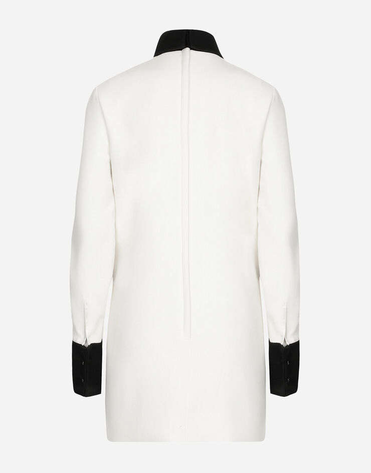 Dolce & Gabbana 缎布细节羊毛帆布短款连衣裙 白 F6JEETFUBGE