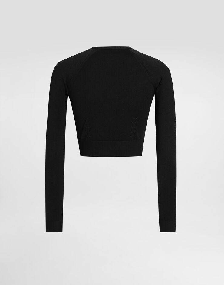 Dolce & Gabbana Cropped viscose cardigan Black FXV88TJAIRM