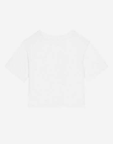 Dolce & Gabbana Camiseta de punto con logotipo DG y lazo Blanco L5JTLPG7L4L