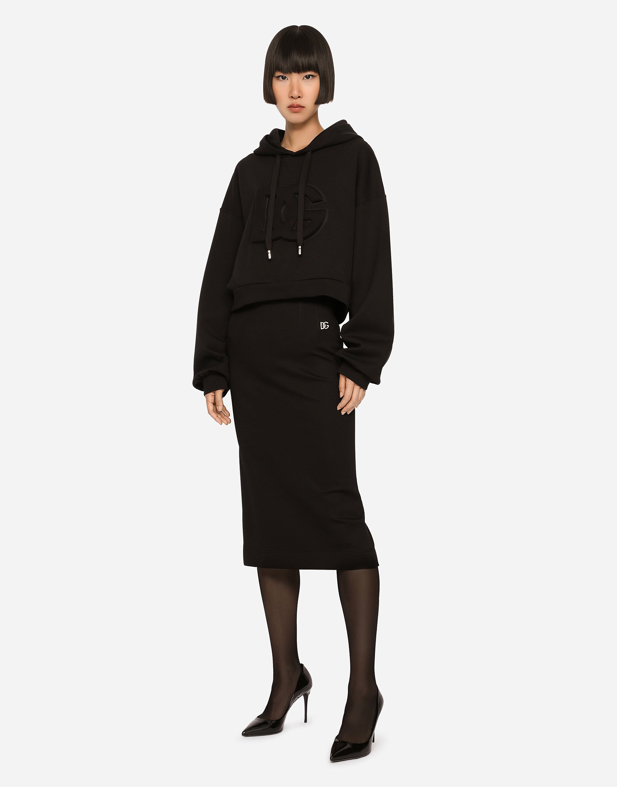 Milano rib midi skirt in Black for Women | Dolce&Gabbana® US