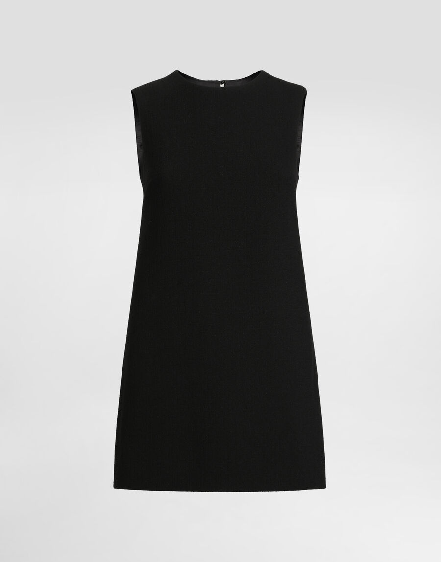 Short wool crepe A-line dress