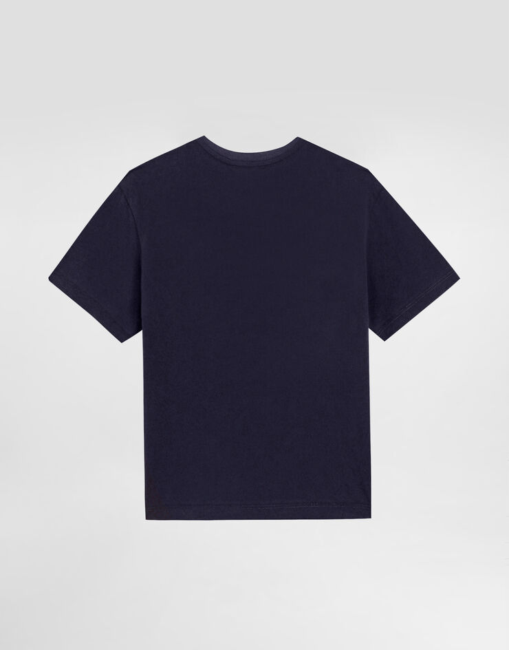 Dolce & Gabbana Jersey T-shirt with logo tag Blue L4JTHVG7ONN