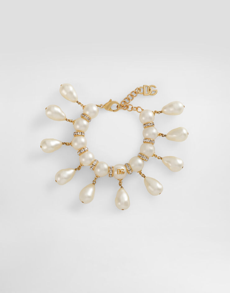 Dolce & Gabbana Bracelet with spheres, teardrop accents and DG logo White WBR2Y2W1111