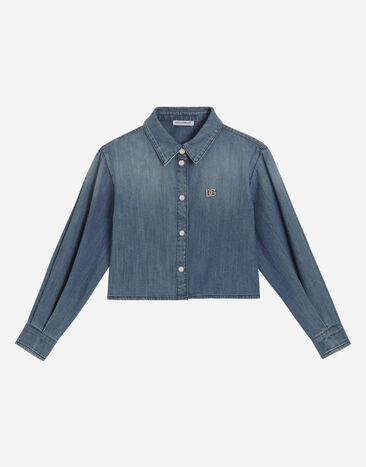 Dolce & Gabbana Denim shirt with DG logo Print L56S24HS5SU