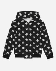 Dolce&Gabbana Zip-up jersey hoodie with DG logo print Multicolor L5JTMFG7K5L