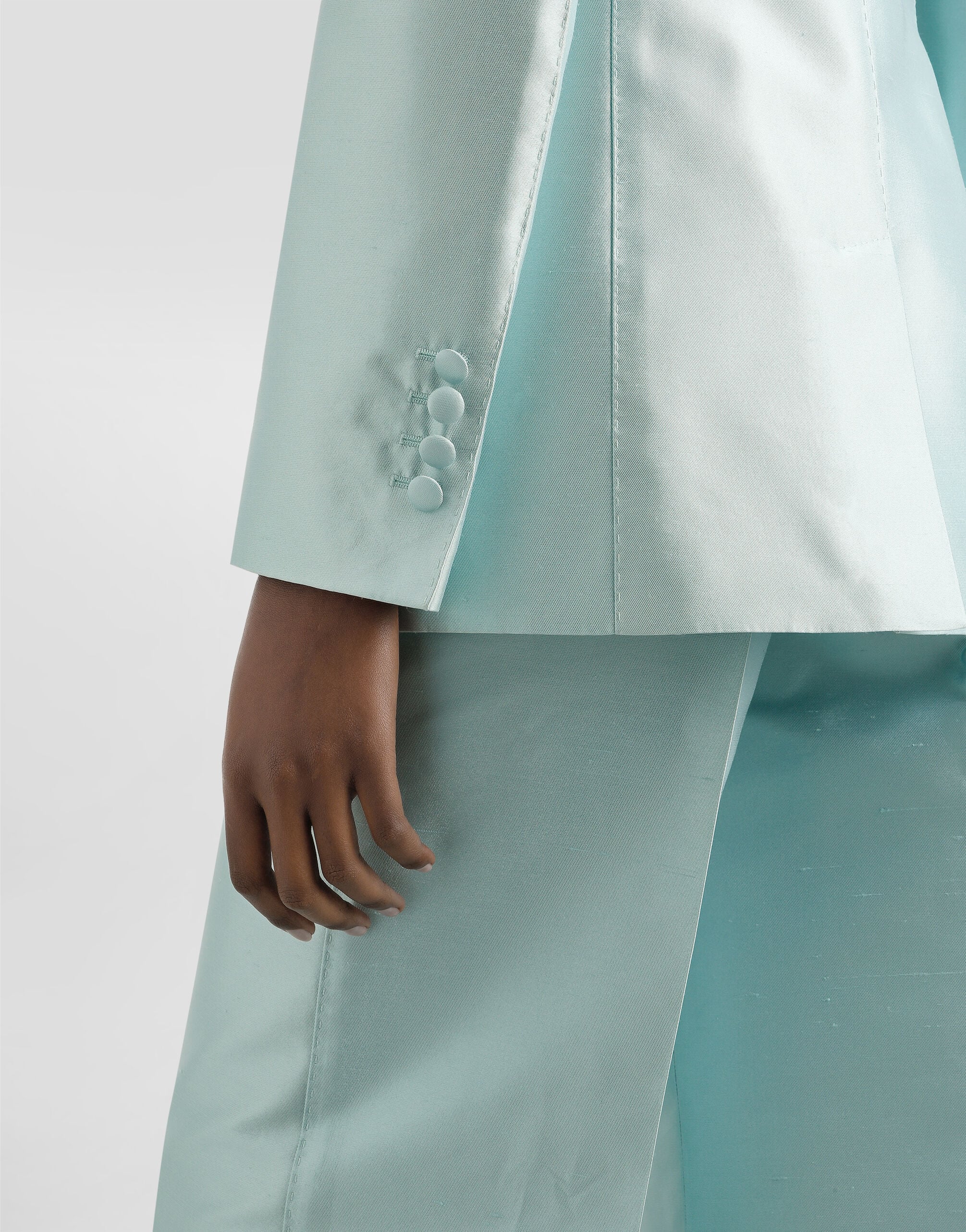 Double-breasted jacket in shantung silk in Blue for Women