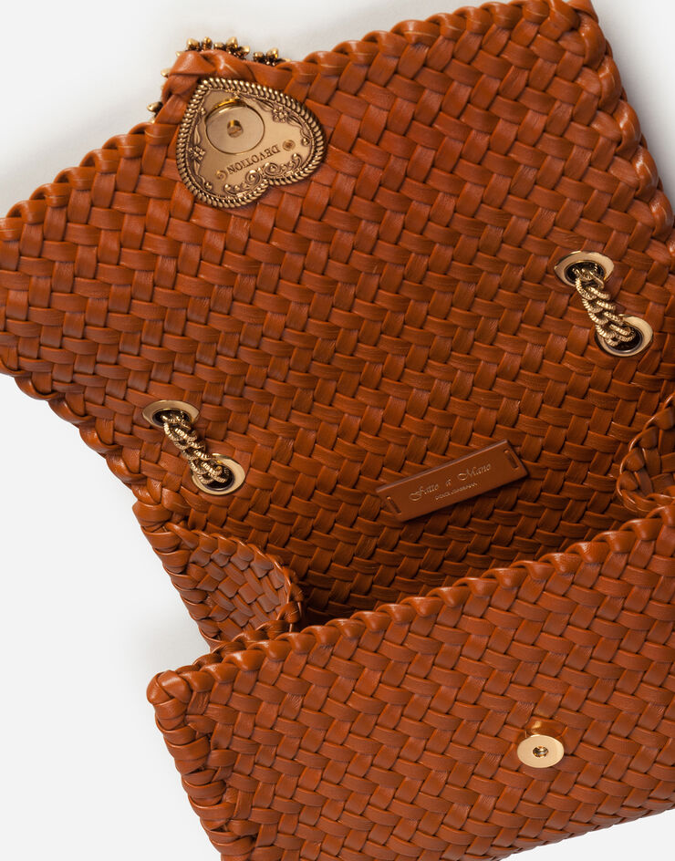 Dolce & Gabbana Large Devotion shoulder bag in braided nappa leather BROWN BB6728AX813
