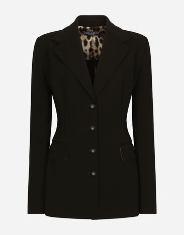Dolce & Gabbana Double-breasted Turlington jacket in jersey Milano rib Black F290XTFU28D
