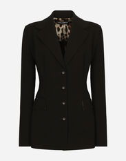 Dolce&Gabbana Double-breasted Turlington jacket in jersey Milano rib Black F6DKITFU1AT