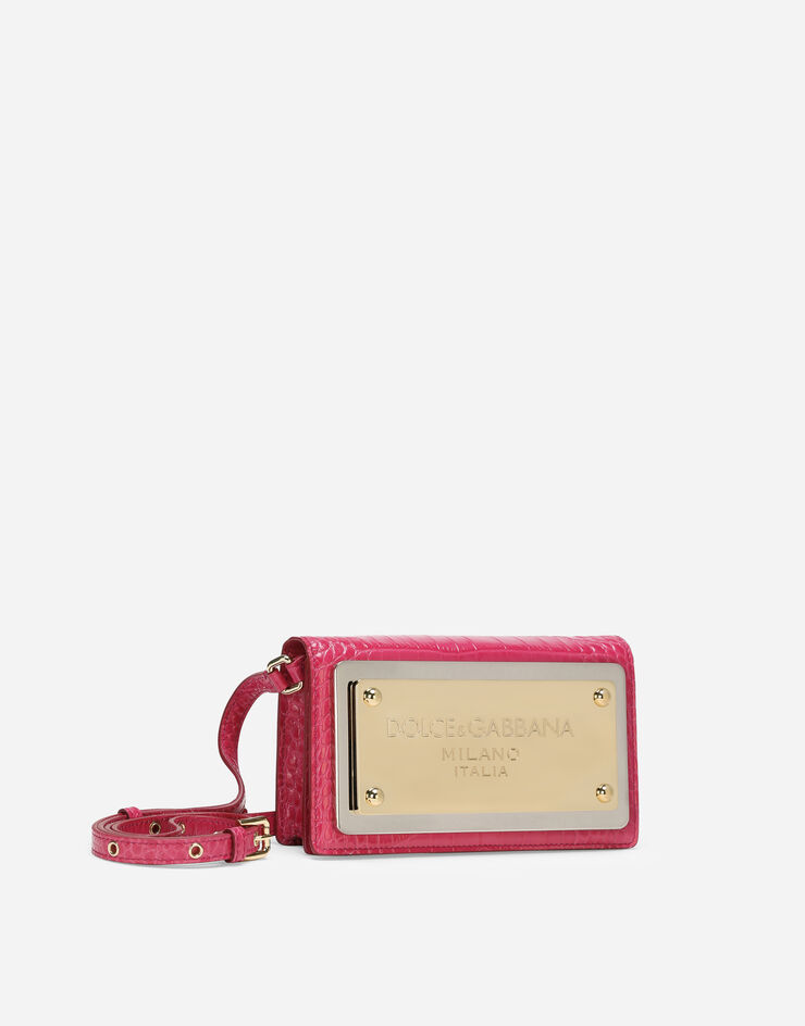 Dolce & Gabbana Phone bag with branded maxi-plate Fucsia BI3149AC606