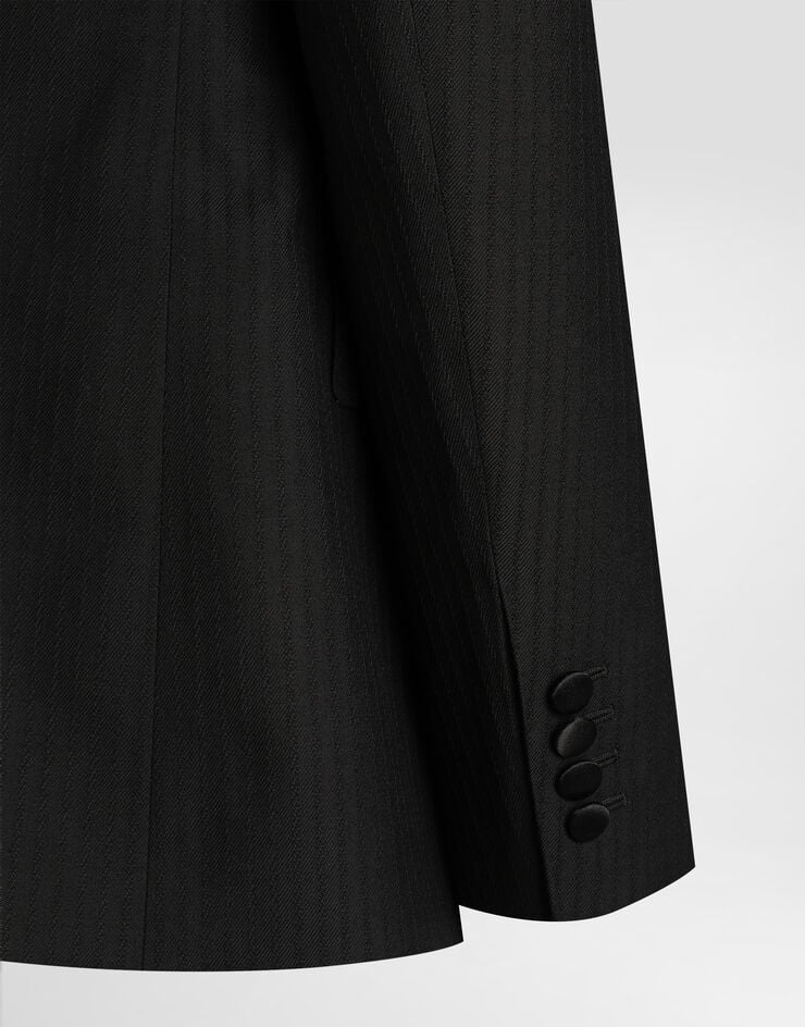 Dolce & Gabbana Double-breasted sicilia light jacket in striped jacquard Black G2TV8TFR225