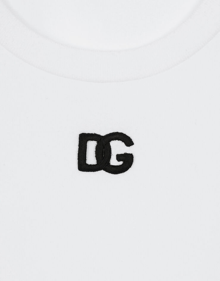 Dolce & Gabbana Camiseta de punto con logotipo DG Blanco F8U71ZFUEEY