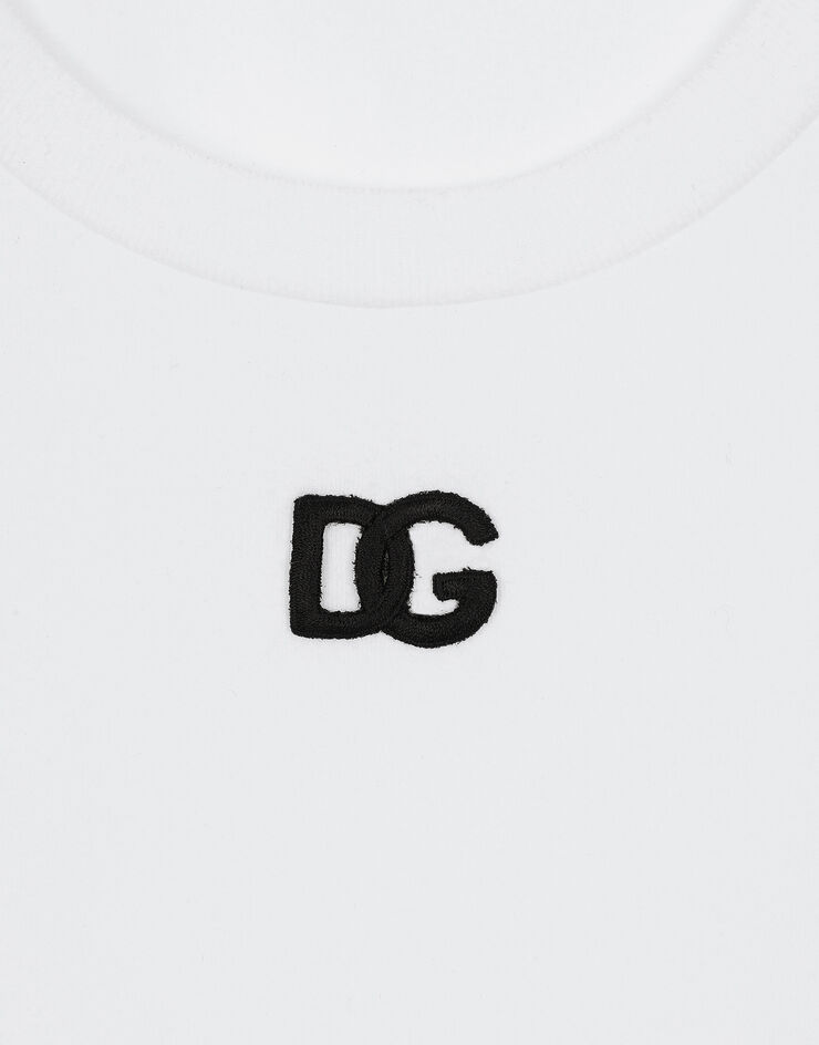 Dolce & Gabbana T-Shirt aus Jersey mit DG-Logo Weiss F8U71ZFUEEY