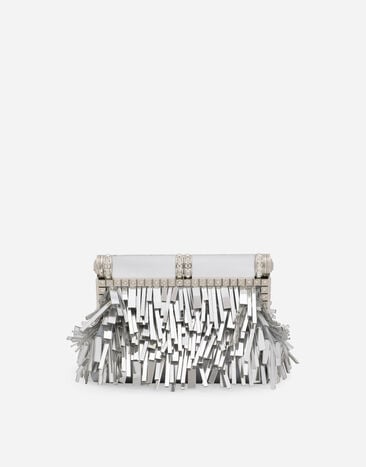 Dolce & Gabbana Mordore nappa bag with fringing Silver BB7604AN241