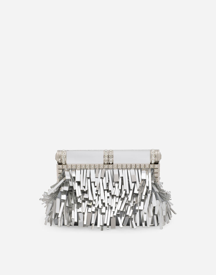 Dolce & Gabbana Mordore nappa bag with fringing Silver BB7097AY831