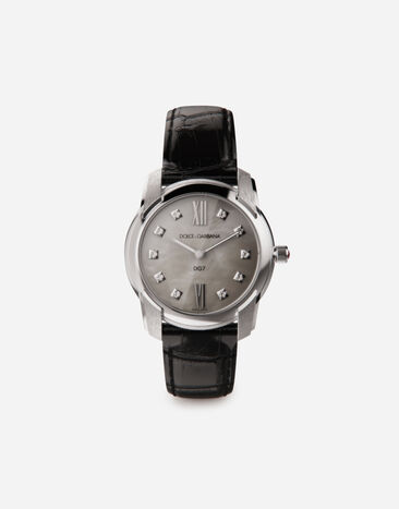 Dolce & Gabbana DG7 watch in steel with mother of pearl and diamonds White WWQA2GWSPBL
