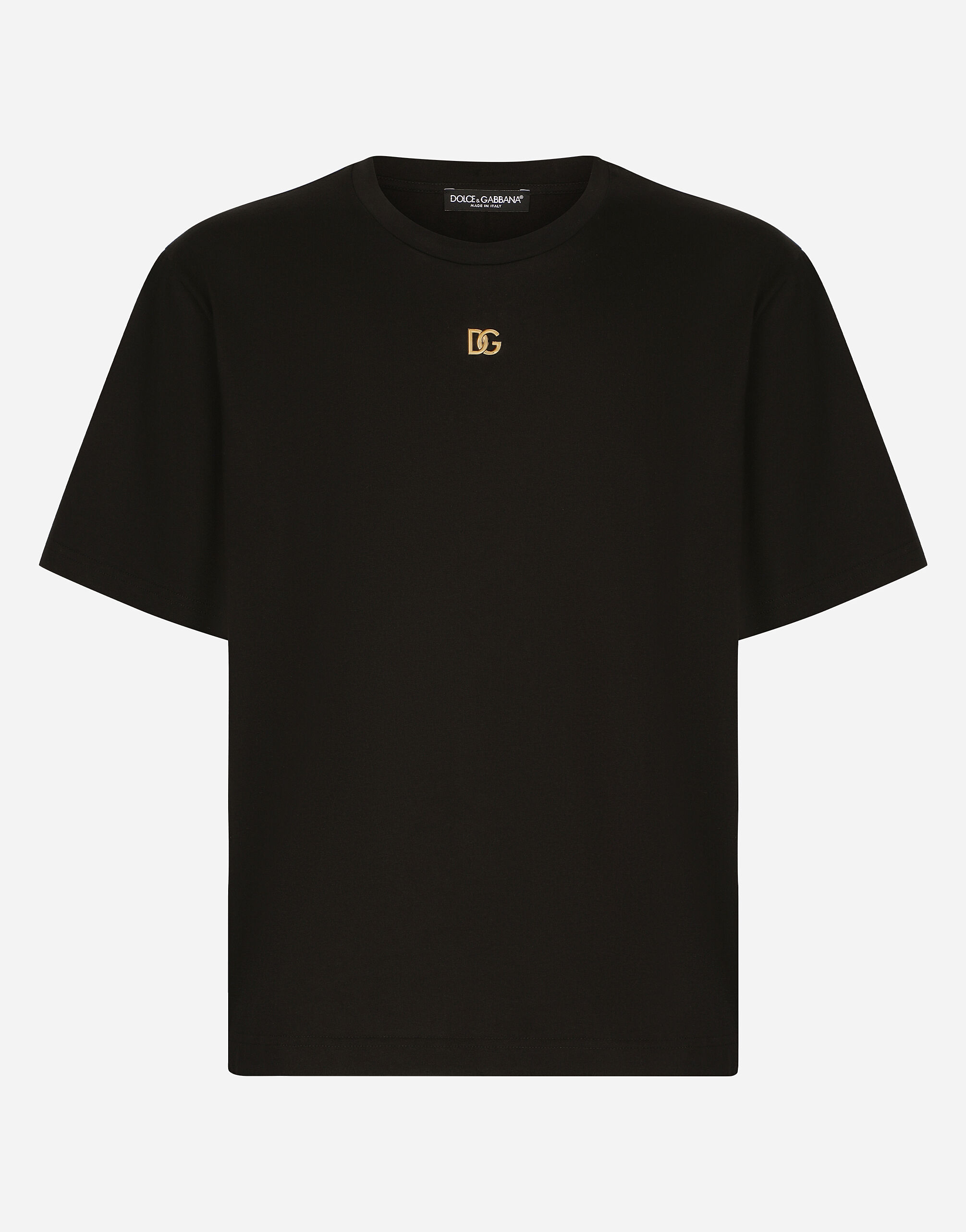 Cotton T shirt with metallic DG logo in Black for for Men
