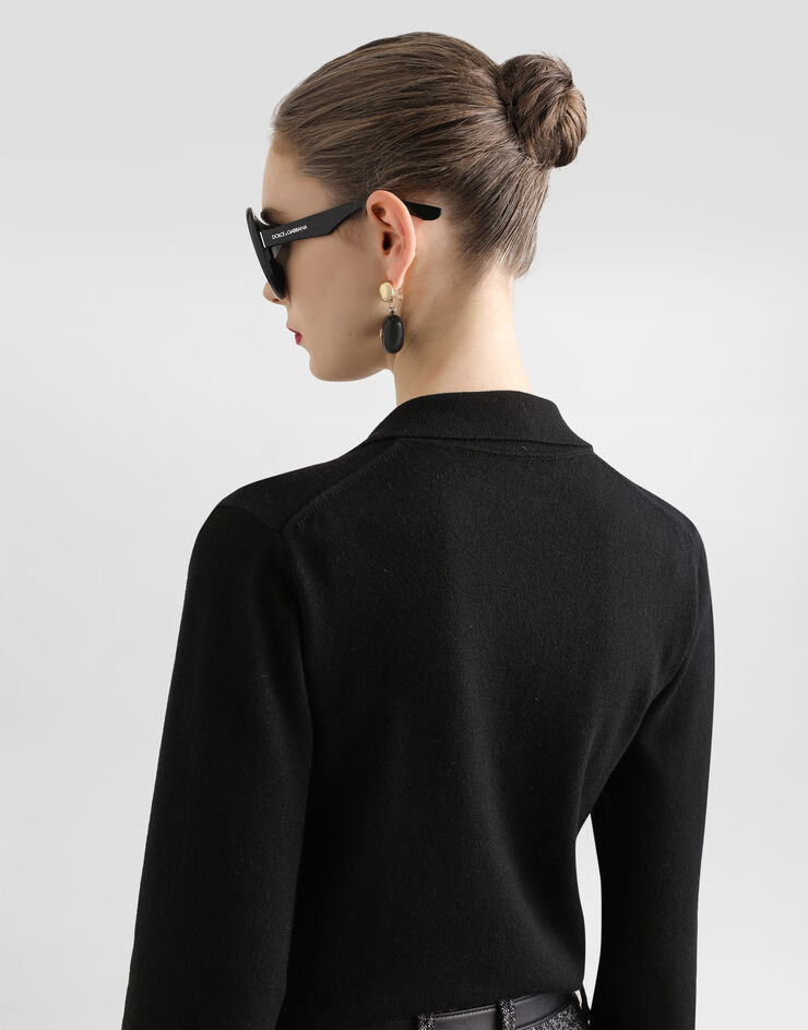 Dolce & Gabbana Cashmere polo pullover Black FXZ33ZJDVC2