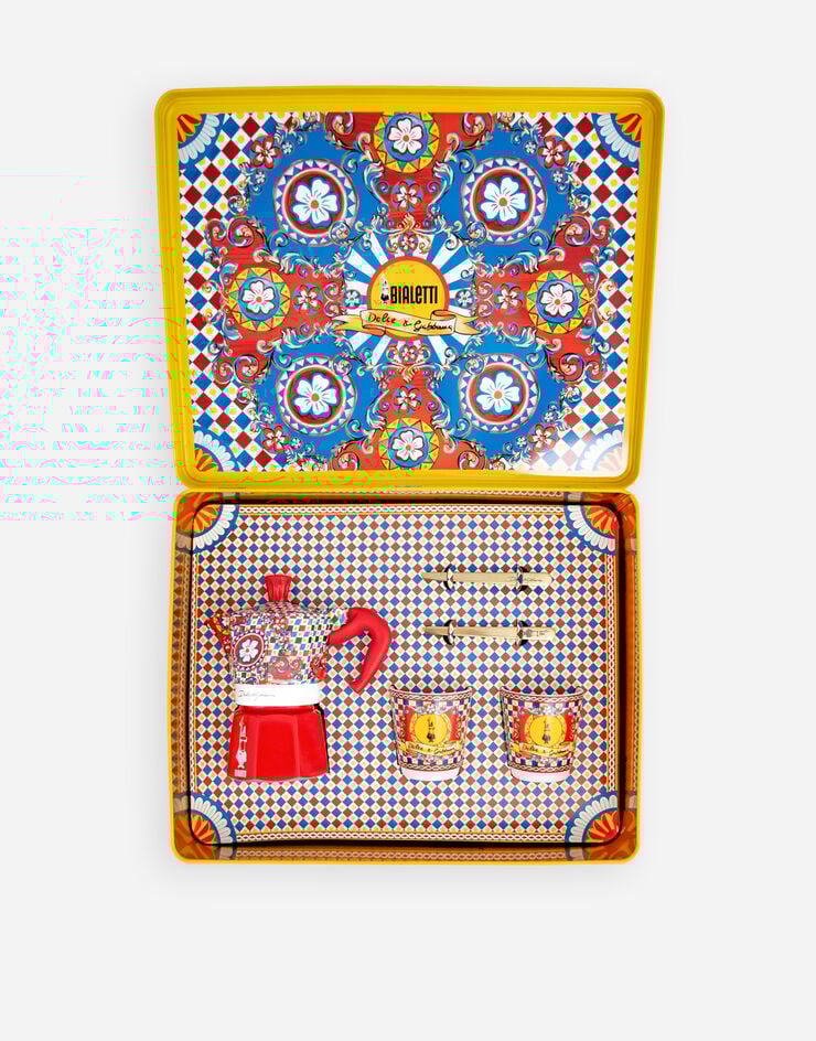 Dolce & Gabbana BOX MOKA SMALL + 2 PORCELAIN CUPS & 2 GOLDEN STIRRERS BIALETTI DOLCE&GABBANA Multicolor TCK015TCAFN