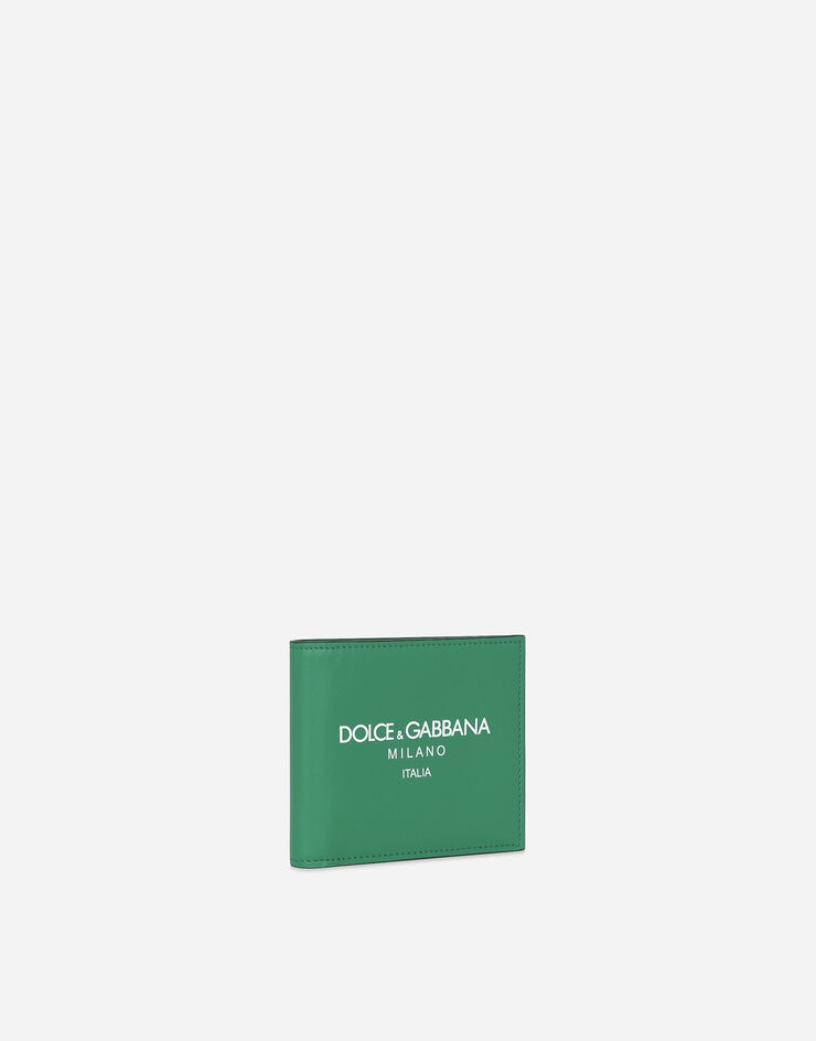 Dolce & Gabbana Portafoglio bifold in pelle di vitello con logo Verde BP1321AN244